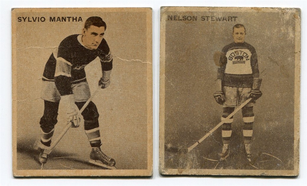 V357 1933 Ice Kings Hockey HOFers #12 Nels Stewart & #42 Sylvio Mantha