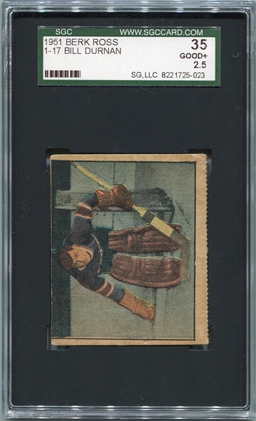 1951 Berk Ross No. 1-17 Bill Durnan Hockey HOFer SGC 35