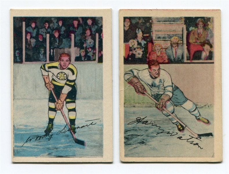 1952-53 Parkhurst Hockey Lot of 2 HOFers #46 Watson & #72 Dumart