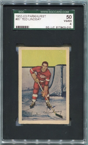 1952-53 Parkhurst Hockey #87 Ted Lindsay HOFer SGC 50