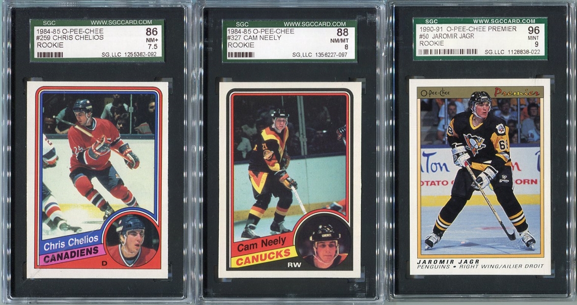 1984 - 1990 O-Pee-Chee Hockey Lot of 3 SGC Graded Rookie Card HOFers