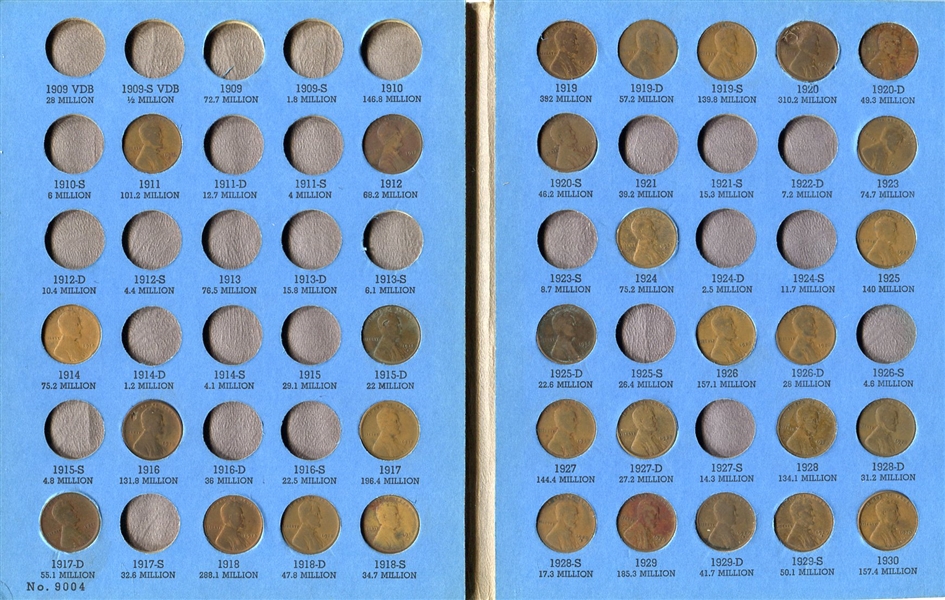 Lincoln Cent Collection in Whitman Album #1 1911-1940 S 53 coins 