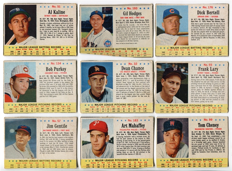 1963 Post Cereal Lot of 9 Different w/HOFers