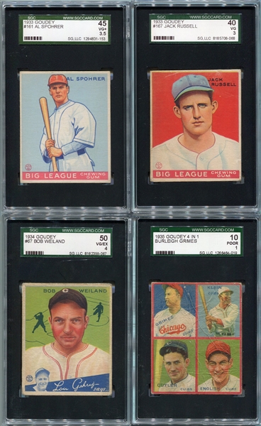 1933-35 Goudey Lot of 4 All SGC Graded