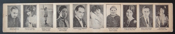 W584 1930s Movie Star Strip Card Uncut Strip of 10