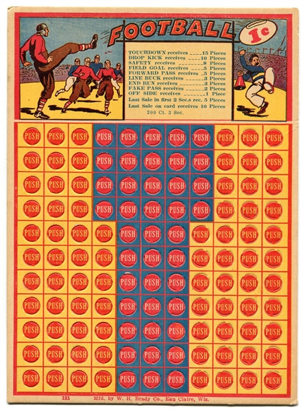 1930s W.H. Brady Baseball, Basketball and Football 1 Cent Punchboards 
