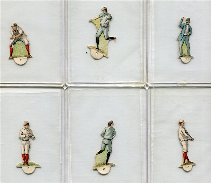 19th Century Small Die-cut Baseball Players & Umpire Lot of 6 Different