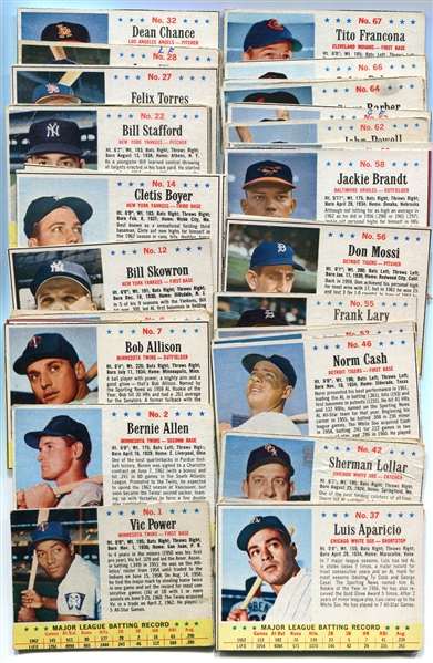 1963 Post Cereal Partial Set of 103 Different with HOFers and SPs +Dupes