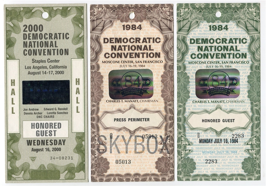 1984 & 2000 Democratic National Convention Tickets Lot of 3
