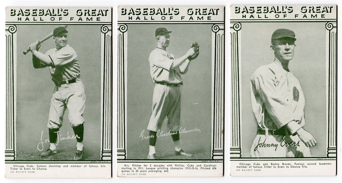 1948 Baseballs Great Hall of Fame Exhibits Green Tint Lot of 3 HOFers