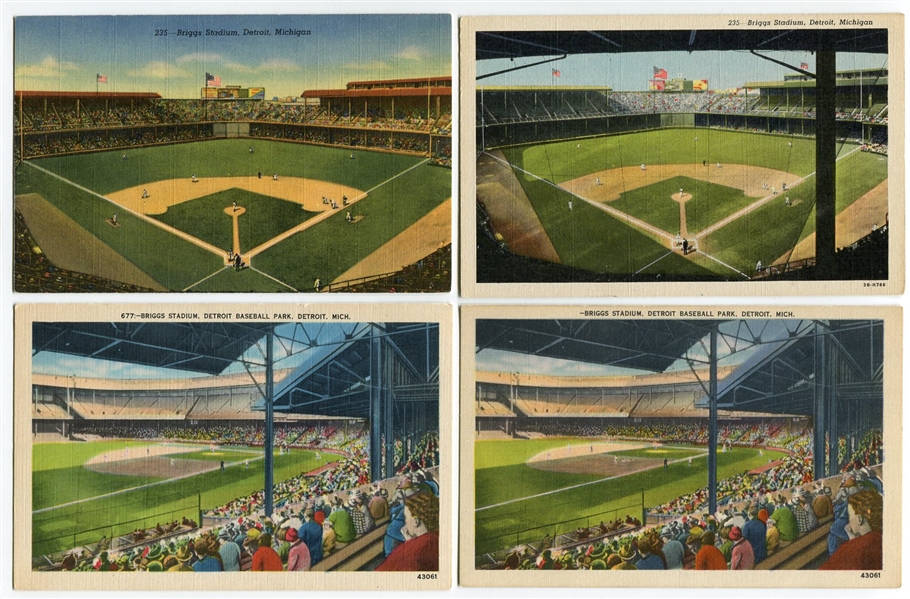 13 Different Linen Postcards of Briggs Stadium Detroit Michigan