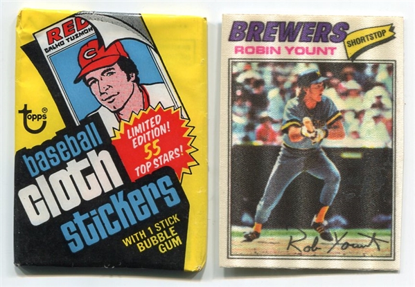 1977 Topps Cloth Stickers Unopened Pack & #54 Robin Yount Nrmt