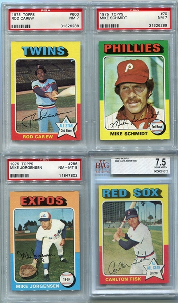 1975 Topps Baseball Lot of 8 w/HOFers All Graded