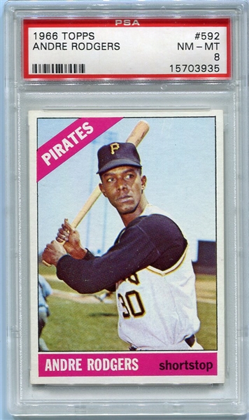 1966 Topps High #592 Andre Rodgers PSA 8