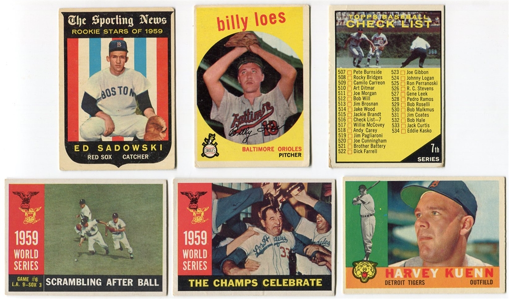1959-61 Topps Baseball Lot of 6 Different