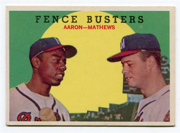 1959 Topps #212 Fence Busters Aaron - Mathews EX