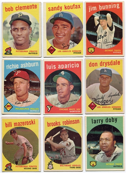 1959 Topps Baseball Lot of 103 Loaded w/HOFers and High-Numbers