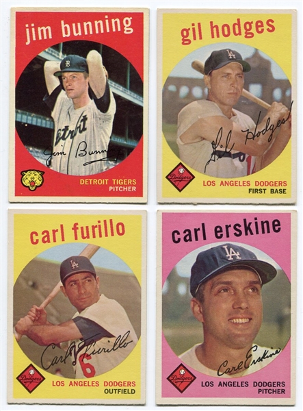 1959 Topps Baseball Lot of 4 Ex or Better Stars
