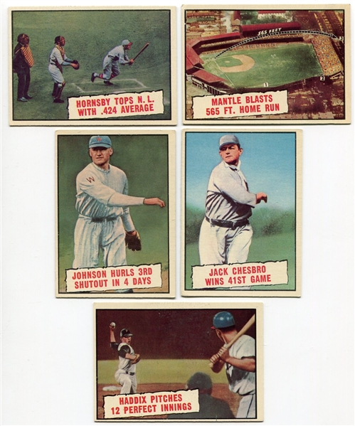 1961 Topps Baseball Thrills Lot of 5 Different Exmt+/-