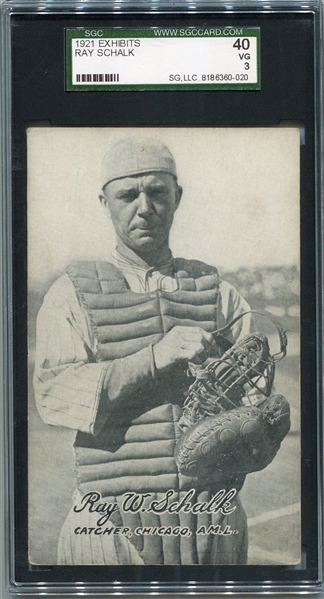 1921 Exhibits Ray Schalk Chicago White Sox SGC 40