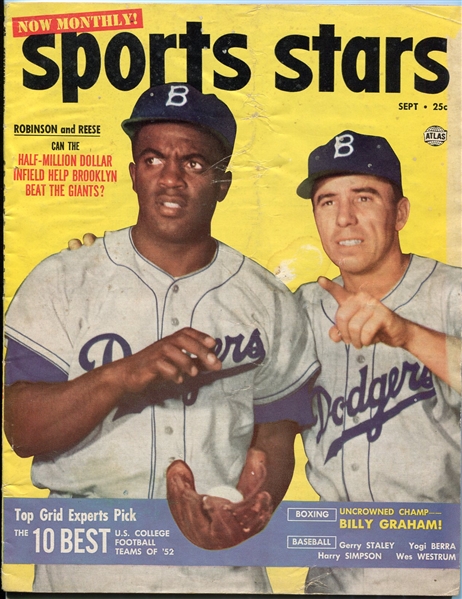 September 1952 Sports Stars Jackie Robinson/Pee Wee Reese on the Cover