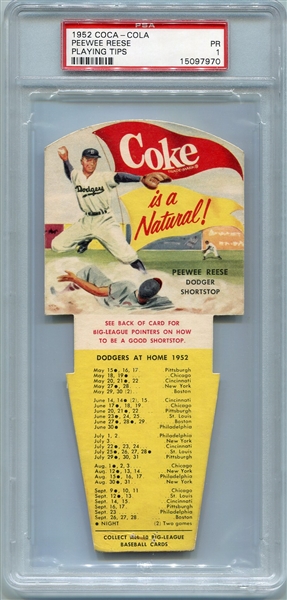 1952 Coca-Cola Pee Wee Reese Playing Tips PSA 1