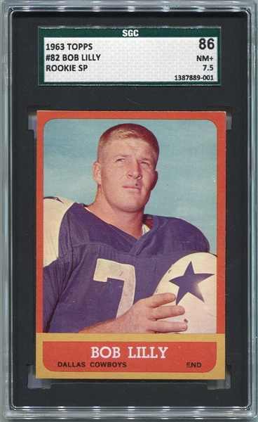 1963 Topps Football #82 Bob Lilly SP Rookie Card SGC 86
