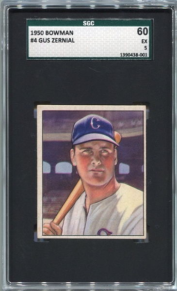 1950 Bowman #4 Gus Zernial Chicago White Sox SGC 60