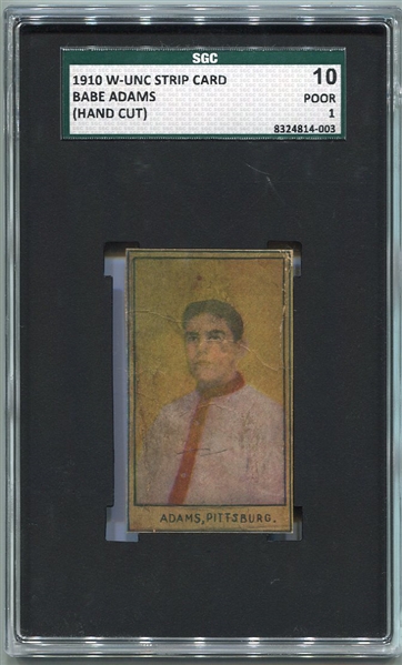 1910 W-Unc Strip Card Babe Adams SGC 10