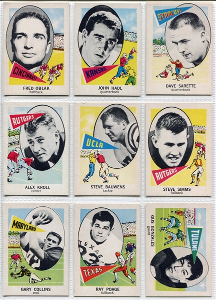 1961 Nu-Card Football Lot of 33 Different