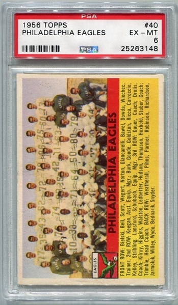 1956 Topps Football #40 Philadelphia Eagles Team Card PSA 6