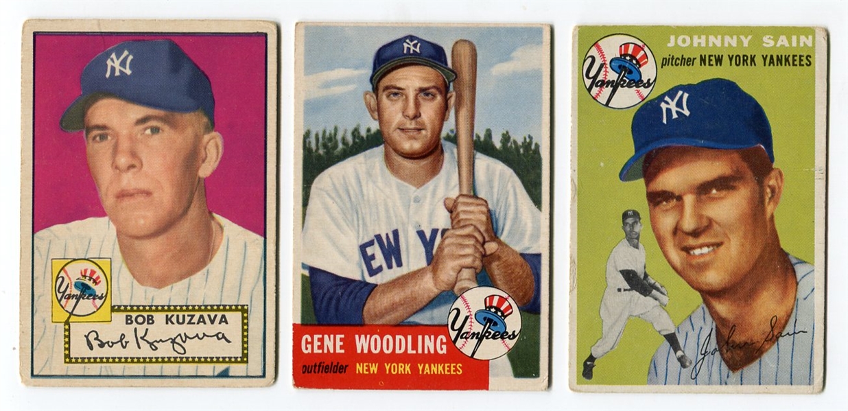 1952-54 Topps Lot of 3 Yankees