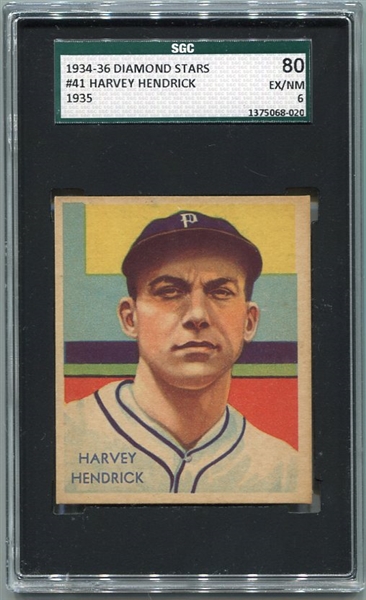 R327 1935 Diamond Stars #41 Harvey Hendrick Philadelphia SGC 80