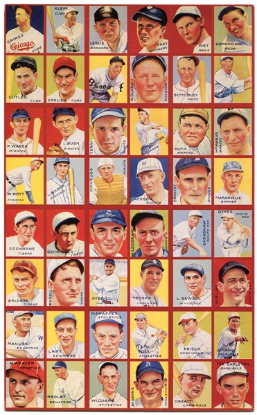 R321 1935 Goudey 4 In 1 Complete Set in Sheet Form Reprints