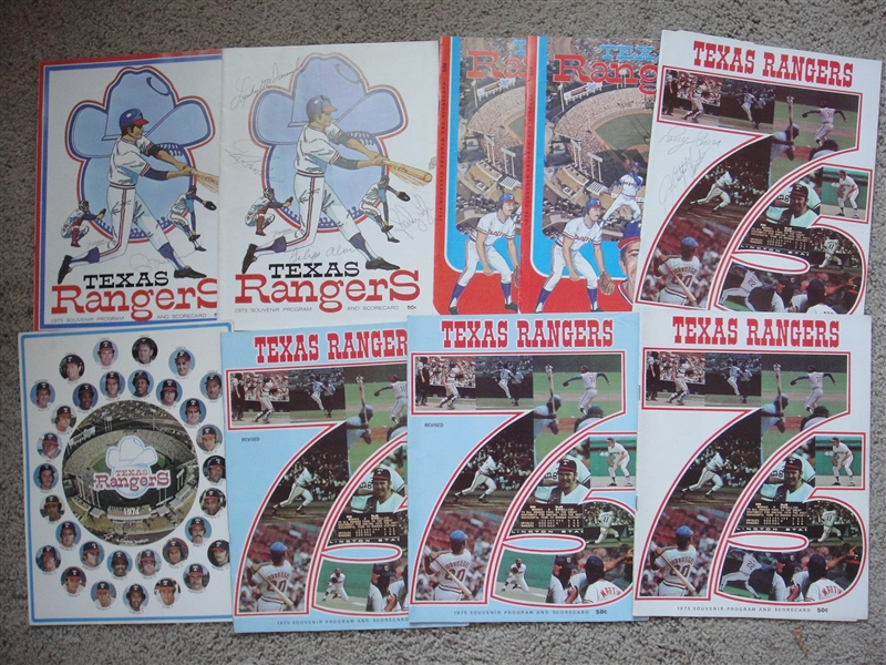 1970s Texas Rangers Programs Lot of 11 several signed by New York Yankees