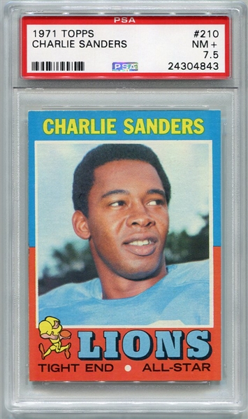 1971 Topps Football #210 Charlie Sanders Rookie Card PSA 7.5