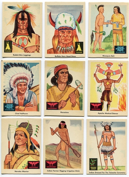 1959 Fleer Indian Trading Cards Lot of 15 Different Nrmt+/-