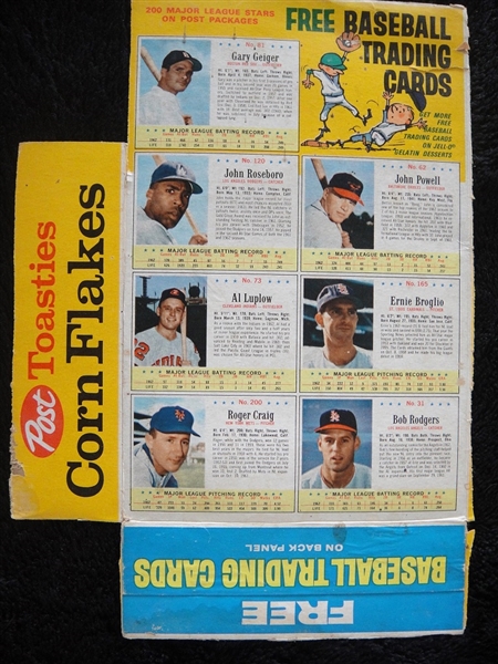 1963 Post Toasties Corn Flakes Box Seven Card Panel