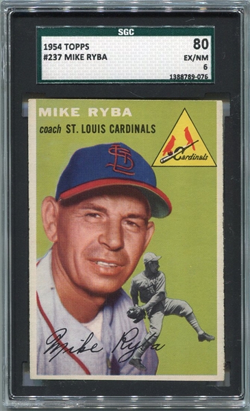 1954 Topps #237 Mike Ryba SGC 80