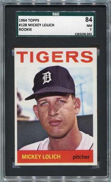 1964 Topps #128 Mickey Lolich Rookie Card SGC 84