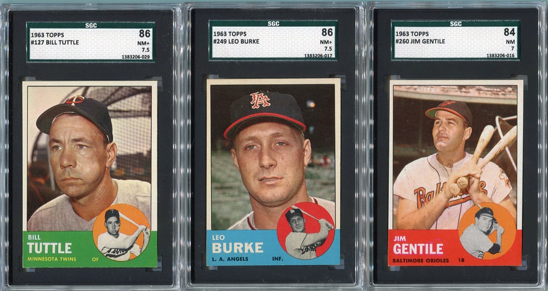 1963 Topps Baseball Lot of 3 SGC 84 & 86s