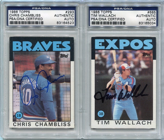 1986 Topps Baseball Tim Wallach & Chris Chambliss Autographed PSA/DNA