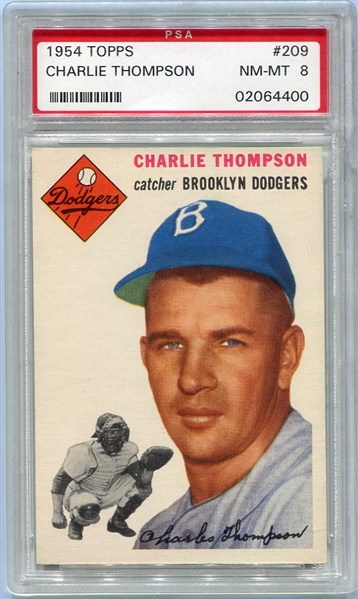 1954 Topps #209 Charlie Thompson PSA 8