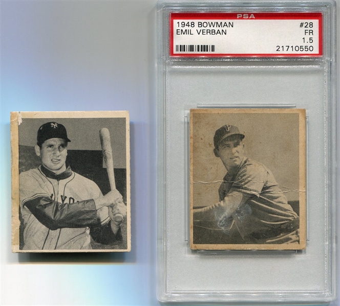 1948 Bowman Baseball Emil Verban & Bobby Thomson