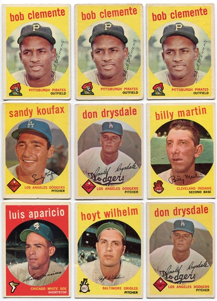 1959 Topps Baseball Lot of 221 Loaded With HOFers & High Numbers