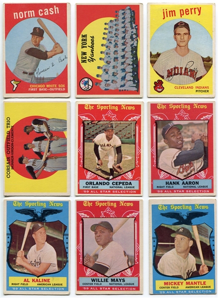 1959 Topps Baseball Starter Set of 272 Different w/Many Stars & High Numbers