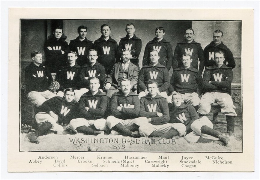 1895 Washington Base Ball Club Post Card Photograph
