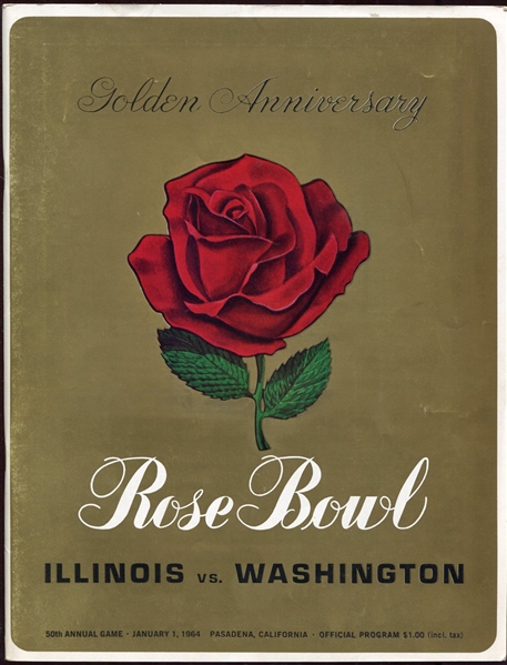 1965 50th Annual Rose Bowl Program Illinois vs. Washington