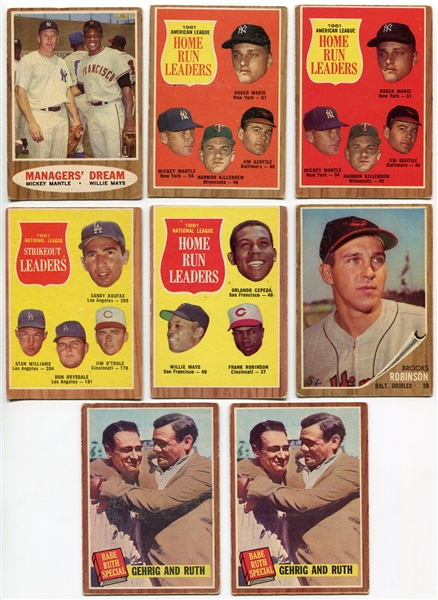 1962 Topps Baseball Lot of 8 HOFers