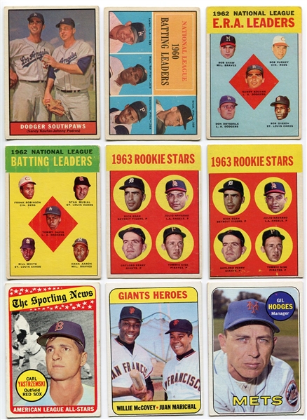 1961-1969 Topps Baseball Lot of 16 Cards & Inserts